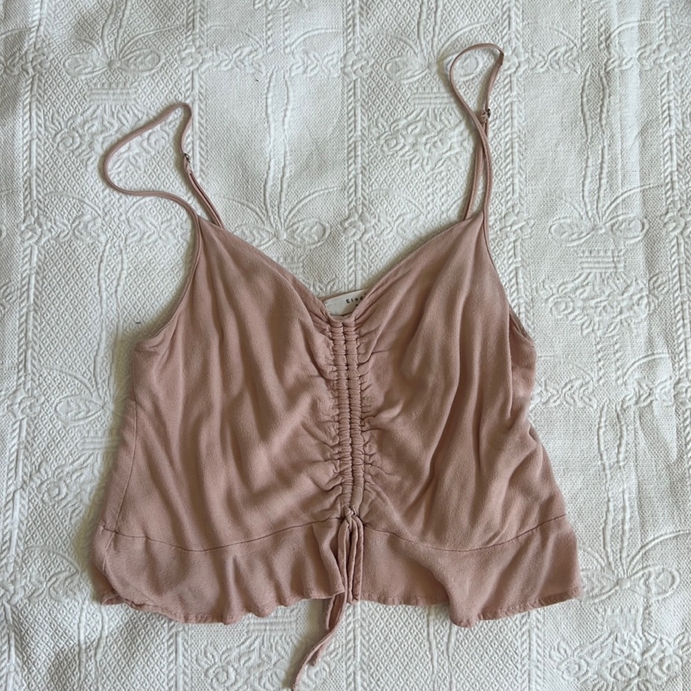 Dusty Rose Elodie M cropped rouched tank top